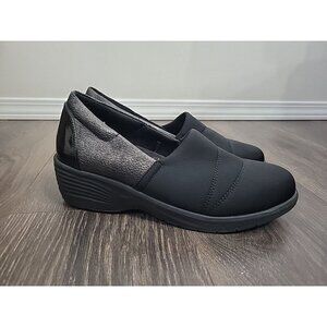 SoLite Easy Street Comfort Wave Women Shoes 10 Slip On Low Heel Metallic Black